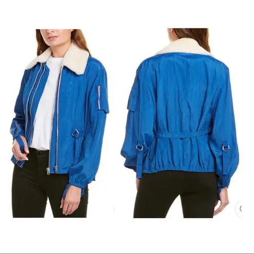 Helmut Lang Genuine Shearling Collar Bomber Jacket