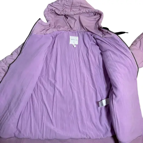 Avec Les Filles Quilted Puffer Jacket Hooded Lavender Purple Zip Front Women's M
