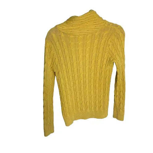 Jeanne pierre Mockneck Cable Knit Sweater Yellow Pullover Long Sleeve Size Small