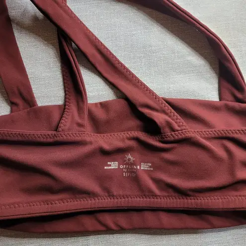 Aerie Offline by  Bra Women Small Lounge Maroon Cross Straps Soft Removable Cups