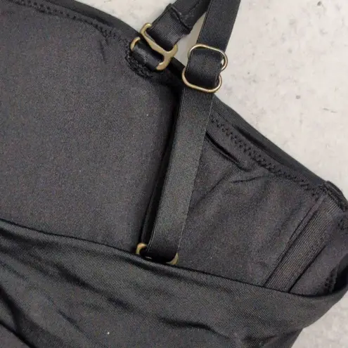 ANDIE NWT Bora Bora Top Black Adjustable Removable Ruching Bandeau Swim Bikini L