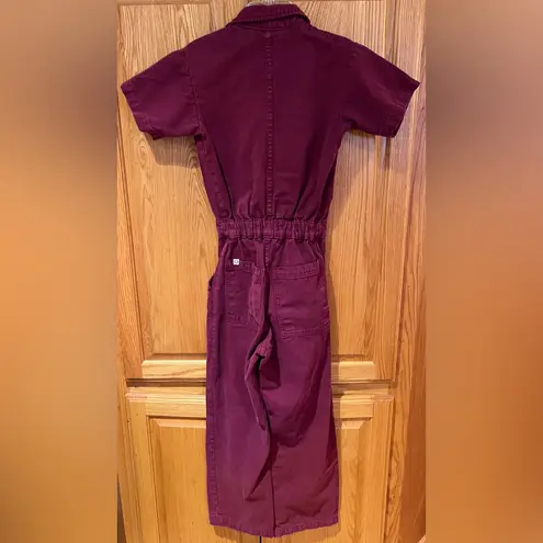Big Bud Press Short Sleeve Cotton Twill Utility Jumpsuit in Cranberry Size XXS Red