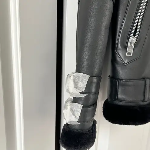 Walter Baker Black Leather Jacket with Silver Zippers