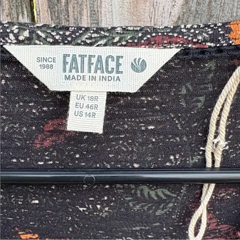 FatFace NWOT Fat Face Nell Black / Green Floral
Jersey Dress Size 14
