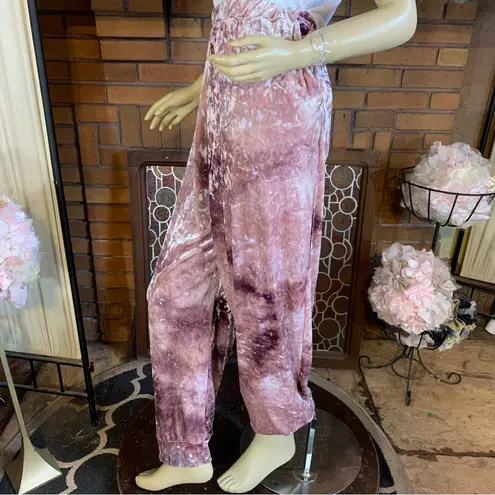 RAINBOW PINK & DARK PINK CRUSHED VELOUR JOGGER PANTS (1X)