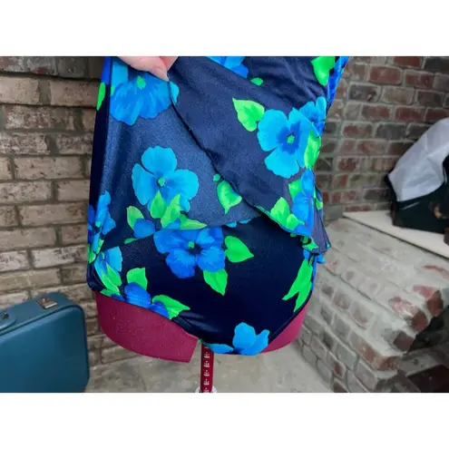 La cove swimsuit floral modesty panel skirtlet blue green Size 12