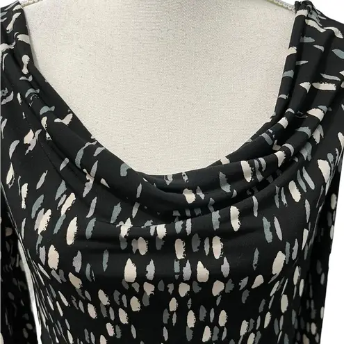 Ma Cherie Maternity Abstract 3/4 Sleeve Form Fitting Dress Sz S Made in USA Black