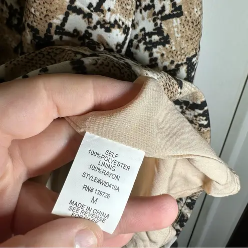 Wild Honey NWOT  Tan Python/Reptile Print Off Shoulder Mini Dress size Medium