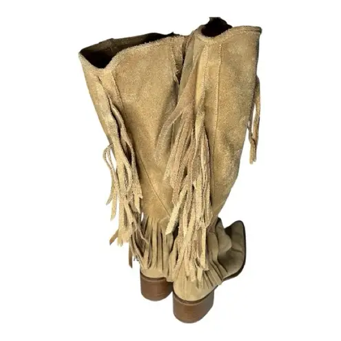Bronx Tan Fringe Boho Western Cowgirl Heeled Boots Size 8