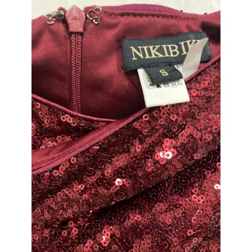 NIKIBIKI Sequin Tank Cocktail Party Ruffle Dress Women’s Small Ruby Wine