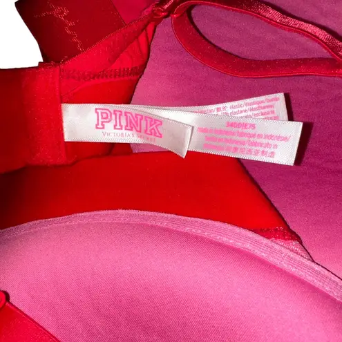 PINK - Victoria's Secret Victoria's Secret Pink Wear Everywhere Lightly Lined Bra Red/Pink Lining 34DD‎ - Image 3