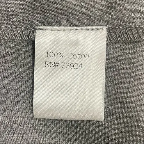 Ming Wang Cotton Shift Dress Size Small Ruffle Sleeve Gray V-Neck Poplin Unlined