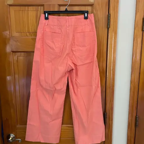 Maeve By Anthropologie The Colette Coral Wide Leg Linen Pants Sz 31