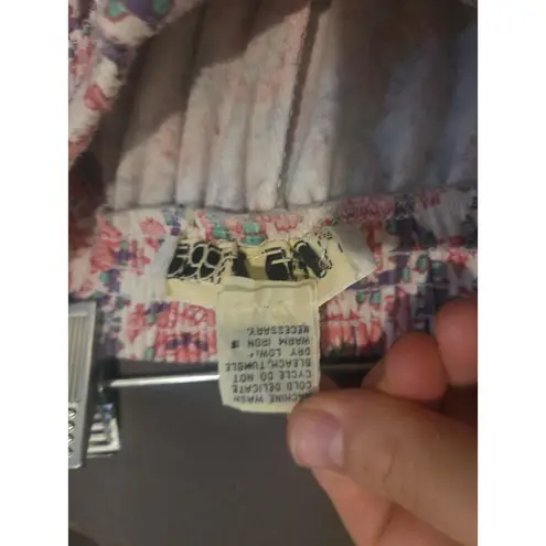 Michael Carrie Floral Print Shorts, Elastic Waist, Women's Small, High Waisted White Size 4 - Image 5