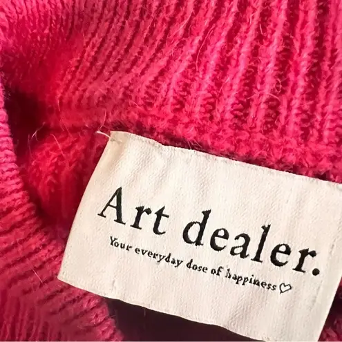 ART DEALER Fuchsia Wool Blend Chain of fools Sweater Ostrich feathers Size XS Pink