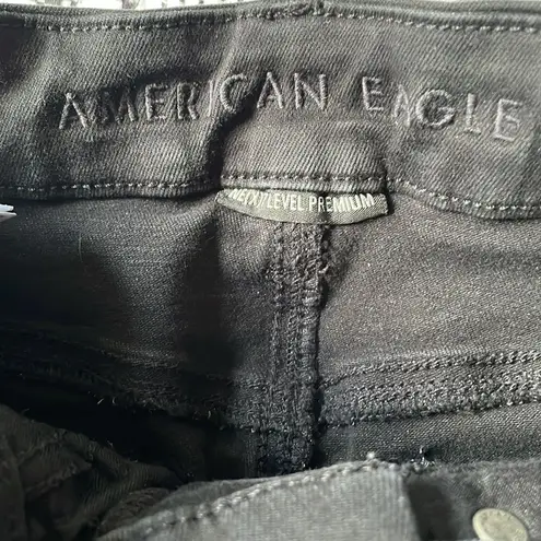 American Eagle  Black Classic High Rise Jegging Denim Blue Jeans size 0 Short