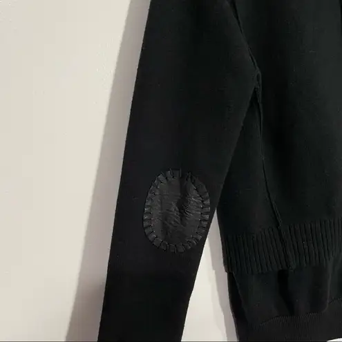 SOH Black Moto Cashmere/Cotton Blend Jacket/Cardigan With Leather Elbow Patch M Black Size M