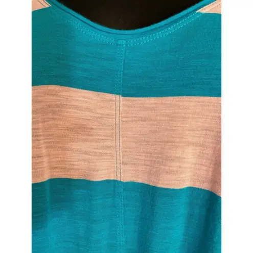 Garnet Hill blue, and pink striped batwing blouse