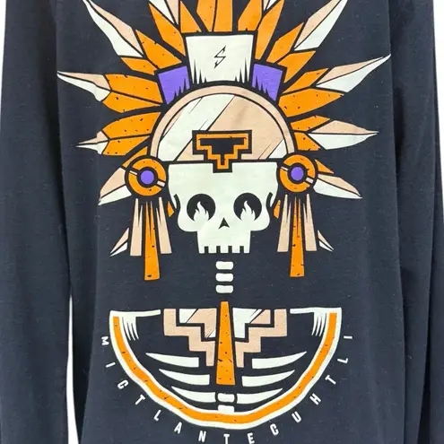 Squalo Día de los Muertos Long Sleeve Tee Black Medium Skull Aztec Graphic