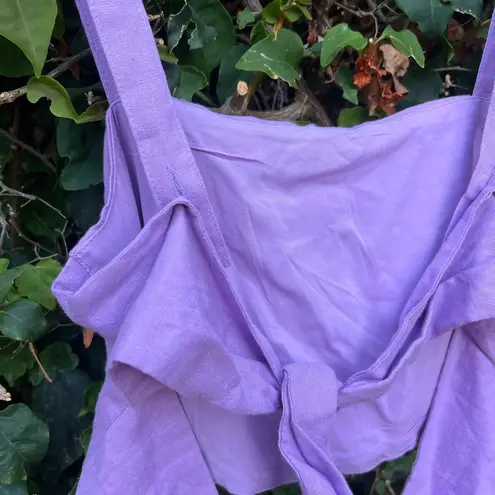 Glassons Linen Blend Violet Purple Crop Top With Double Tie Back
