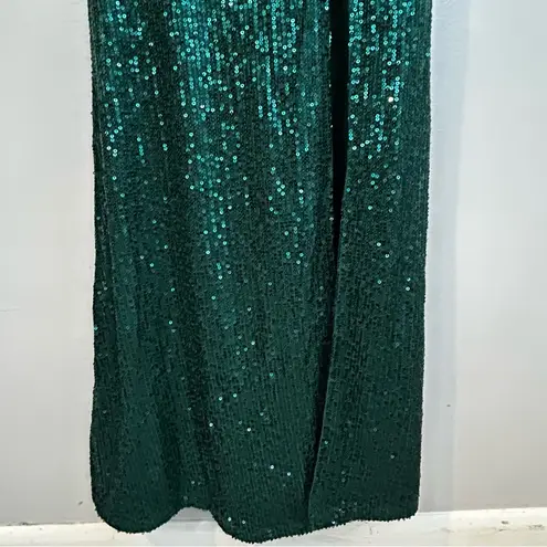 Baltic Born NWT One Shoulder Green Sequin High Slit Maxi Dress Gown Size Small