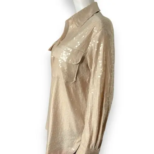 Rachel Zoe Stunning  Sequin Top Beige/Blush Women’s Size Small Button Down