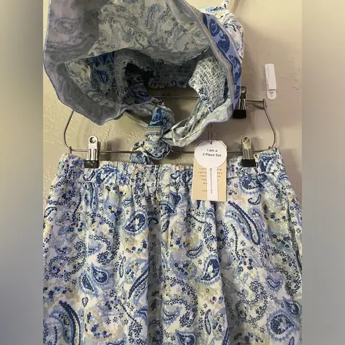 Midnight sky Paisley Print PALAZZO Pants and TOP 2-Piece Outfit Set By Size L