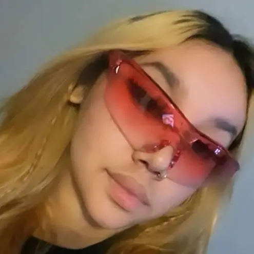 🆕Pink Ombre Tinted Lens Flat Top Rimless Wrap Around Sunglasses