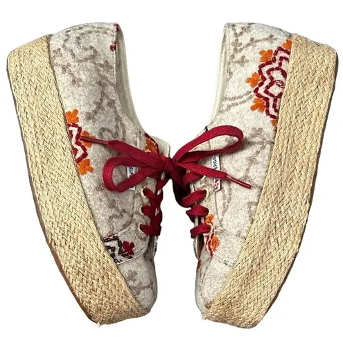 Superga  Wool Embroidered Espadrilles Platform Sneakers Shoes 7.5