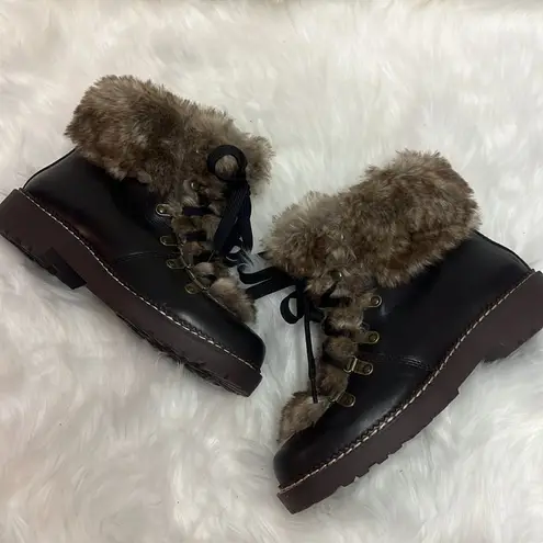 Lands End Womens 477938 Faux Fur Lined Cuff Boots Fisherman Core D20 Brown Size 7.5
