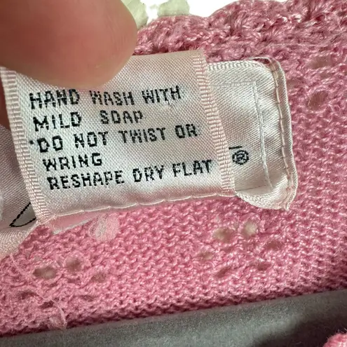 Jaclyn Smith Vintage Pink Crochet Cotton Cardigan Medium