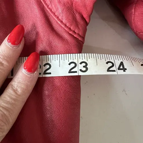 Vintage Large Leather Trench Coat Red Buttery Soft Supple G