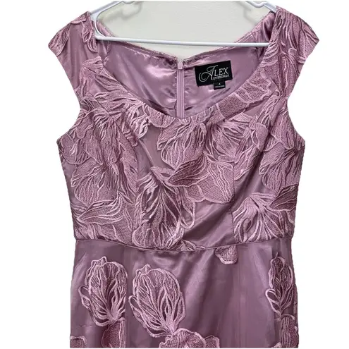 Alex Evenings Pink Embroidered Cap Sleeve Flare Party Dress Size 4 Wedding Guest