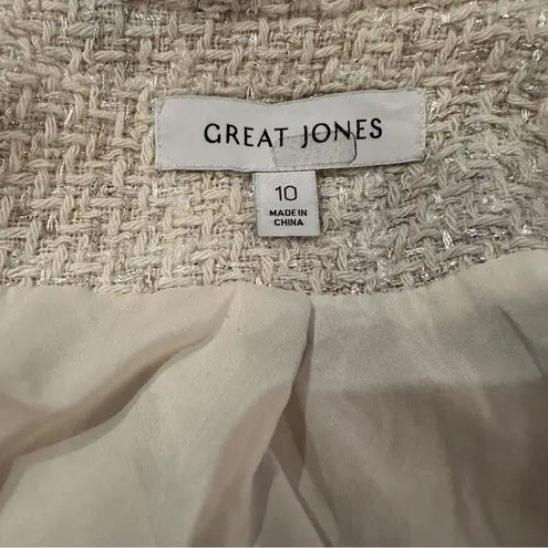 RTR Great Jones Cream Tweed Button Front Tweed Cropped Jacket Sz 10