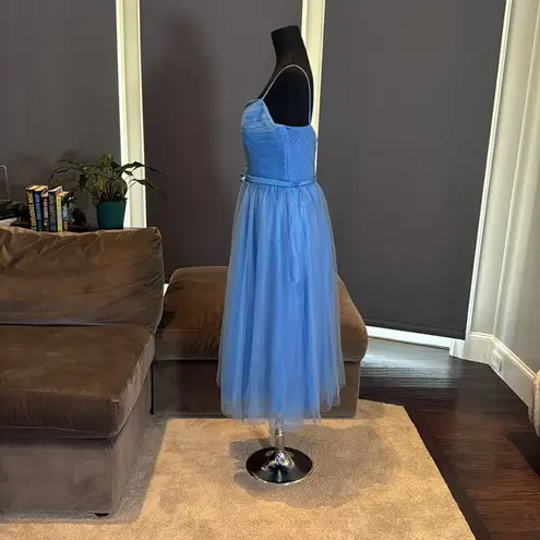 Women’s Tea Length Blue Prom Party Dress Corset Back Sweetheart Neckline Size 16