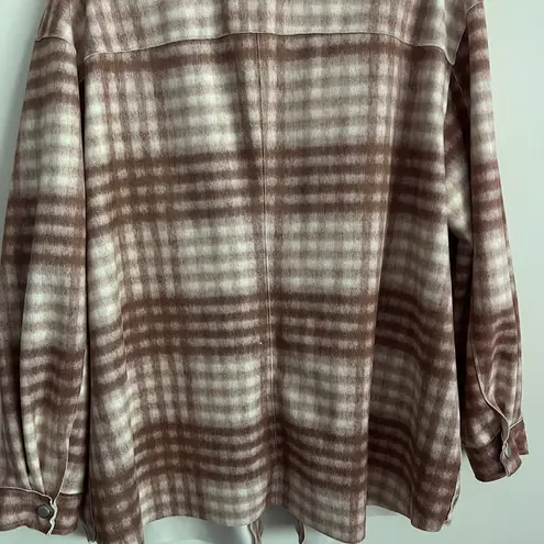 Workshop Republic Clothing Flannel Jacket-Pink Brown White-Women’s Size XL