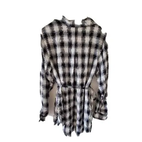 Isabel Maternity Women’s Button Down Plaid Shift Shirt Dress Size Medium Tie NWT