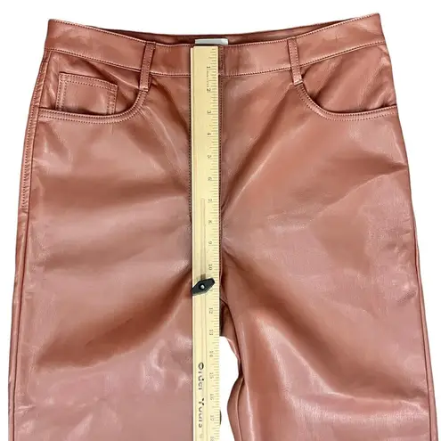 Wilfred  Aritzia Melina Brown High Rise Straight Leg Vegan Leather Pants size 12