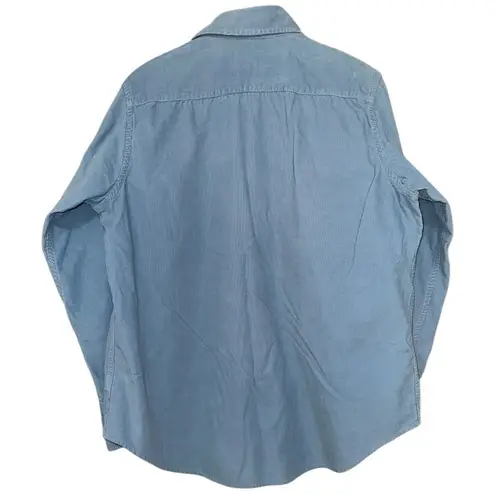 Robert Graham Women’s Size M Blue Corduroy Floral Flip Cuff Button Down Shirt Size M