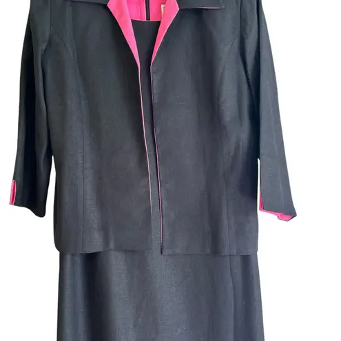 Jessica Howard VTG 2 Piece Set 12P Shift Dress Bolero Open Jacket Black Pink LBD