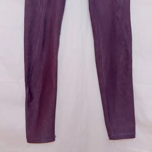 Freely Maroon Burgundy High Waisted Side Pocket Athletic Ankle Leggings size XS Purple