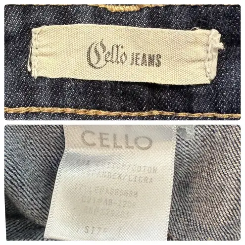 Cello  JEANS Dark Wash Slim Straight Leg Distressed Overalls Size S/M MINT!