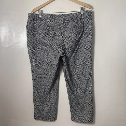 LOFT Outlet Pants Womens 14 Floral Original Crop Mid Rise Stretch Flat Front Black