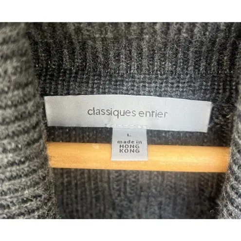 Classiques Entier Merino Wool Gray Cable Knit Turtleneck Sweater Dress L Classic - Image 5