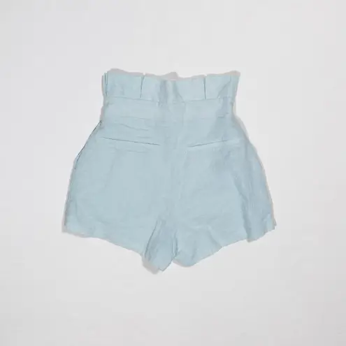 Tularosa  Aimee Cotton High Waisted Paper Bag Pleated Embroidered Mini Shorts XXS