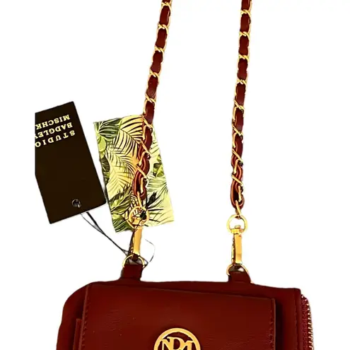 Badgley Mischka Crossbody Purse Red Vegan Leather Phone Pocket Small NWT
