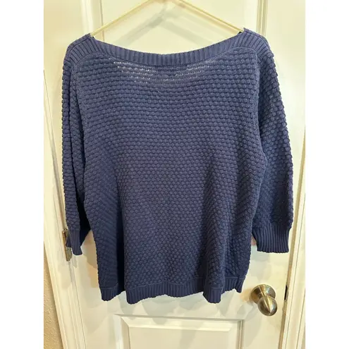 Women's Fever Blue Textured Crew Neck Sweater XL