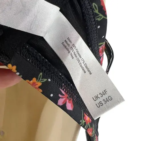 Peek & Beau Fuller Bust Underwire Bikini Top Winter Floral 34F Black Size undefined