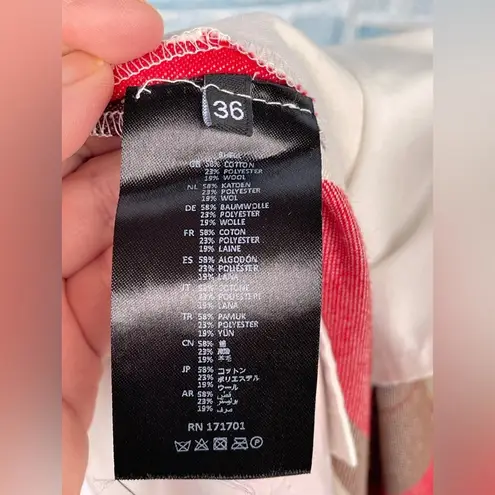 FRENKEN red cotton wool blend graphic stripe wide leg pants size 36/6