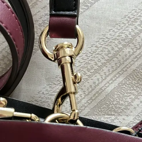 Karl Lagerfeld Women’s Burgundy Leather Three Strap Tote Bag